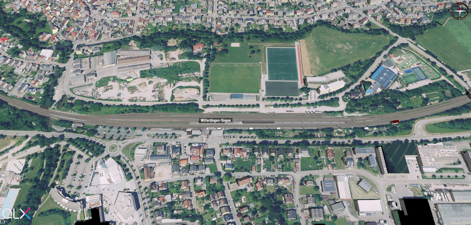 Visualisierung des derzeitigen Bahnhofs Wilferdingen-Singen