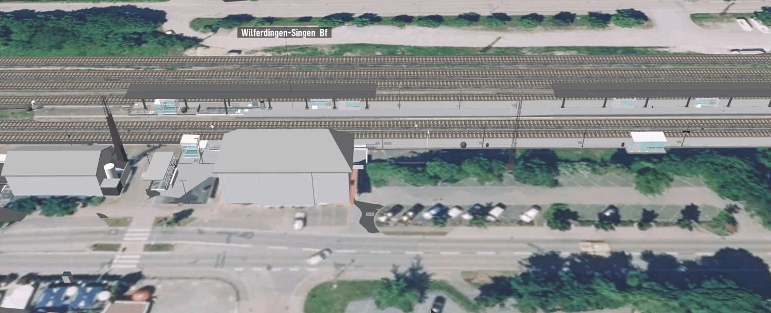 Visualisierung des derzeitigen Bahnhofs Wilferdingen-Singen